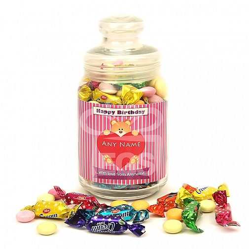 Happy Birthday Assorted Candy Jar - Personalised Jar